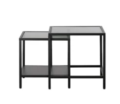 Zestaw stolików kawowych Avensunly przeszklone 50 cm czarne