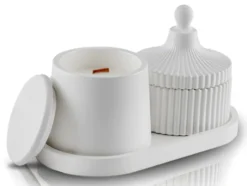 Zestaw 2 świec sojowych Grace+Dana Tobacco & Vanilla biały gips